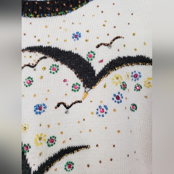 80s knitted short sleeve top with birds - Picture 3 of 8